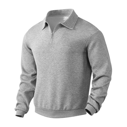Herren sportlicher Fleece-Pullover mit modernem Stehkragen und stylischem Reißverschluss EB