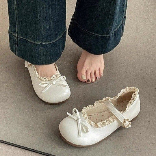 Damen Mary Jane Schuhe mit Rüschendetail und komfortablem Innenfutter EB