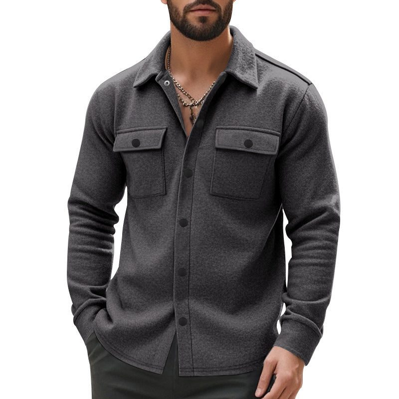 Herren nan gefütterte Hemdjacke mit Fleecefutter, aufgesetzten Brustklappen und Druckknopfleiste EB