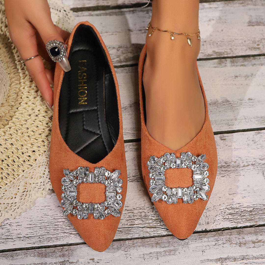 Damen elegante Ballerinas mit funkelnder Kristall-Applikation EB