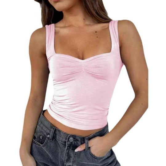 Damen Crop-Top mit gerafftem Detail und quadratischem Ausschnitt EB