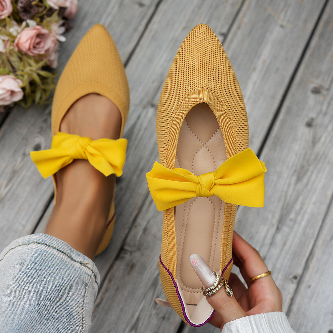 Damen spitzen Ballerinas mit eleganter Schleifenapplikation EB