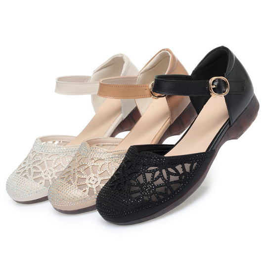 Damen Ballerinas mit funkelndem Strass und eleganter Riemchen-Detail EB