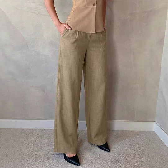 Damen Elegante Palazzo-Hose mit hohem Bund und schickem Schnitt EB