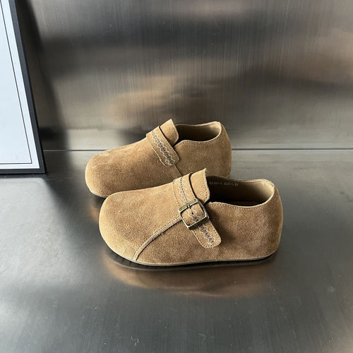 Damen Komfortable Wildleder-Clogs mit verstellbarem Riemen EB