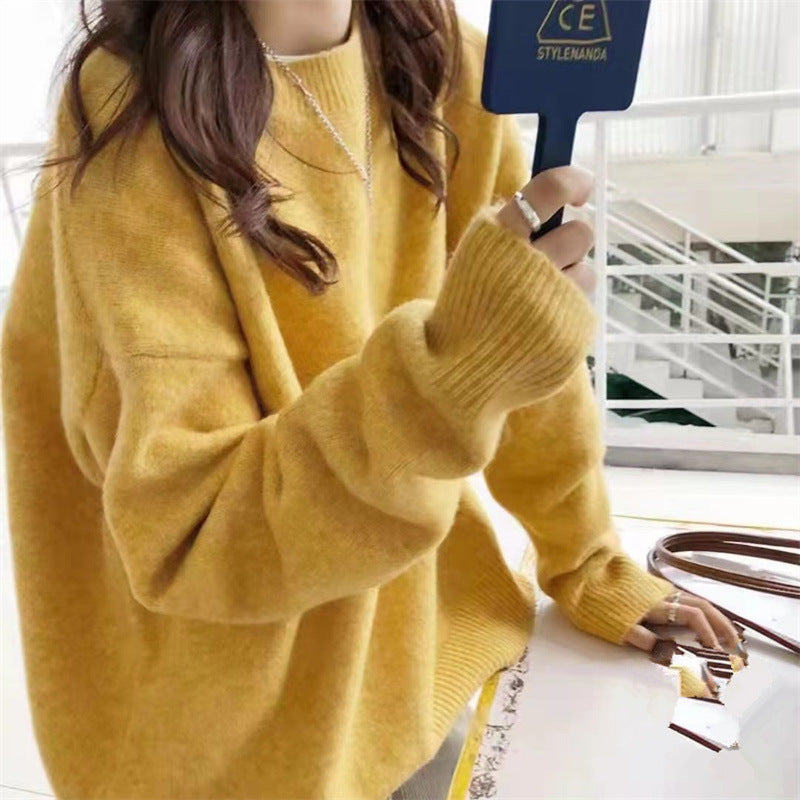 Damen Hochwertiger Strickpullover mit klassischem Rundhalsausschnitt und lässigem Schnitt EB