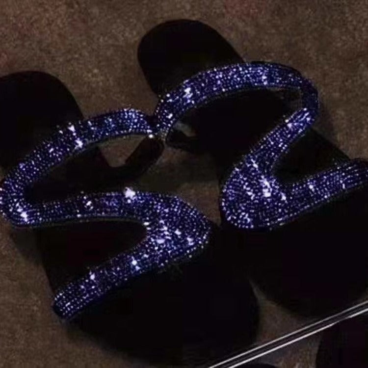 Damen Glamouröse Zehentrenner-Sandalen mit funkelnden Strass-Akzenten EB