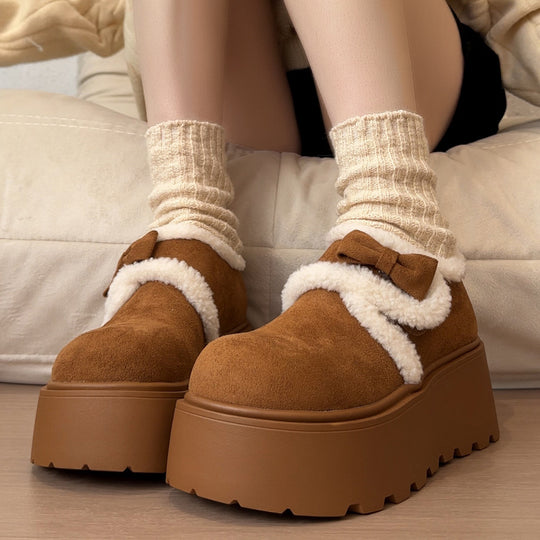 Damen komfortable Clogs mit flauschigem Innenfutter und dekorativer Schleife EB