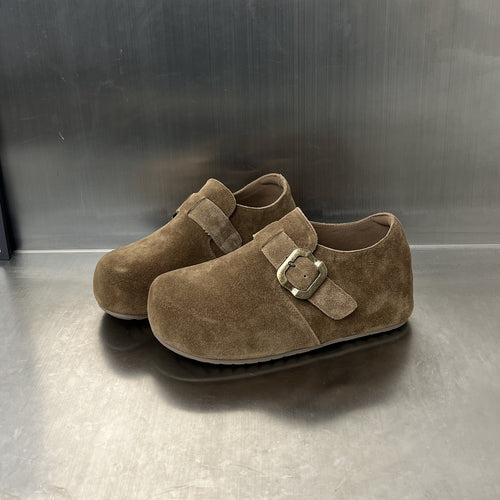 Damen Komfortable Wildleder-Clogs mit elegantem Schnallenverschluss EB
