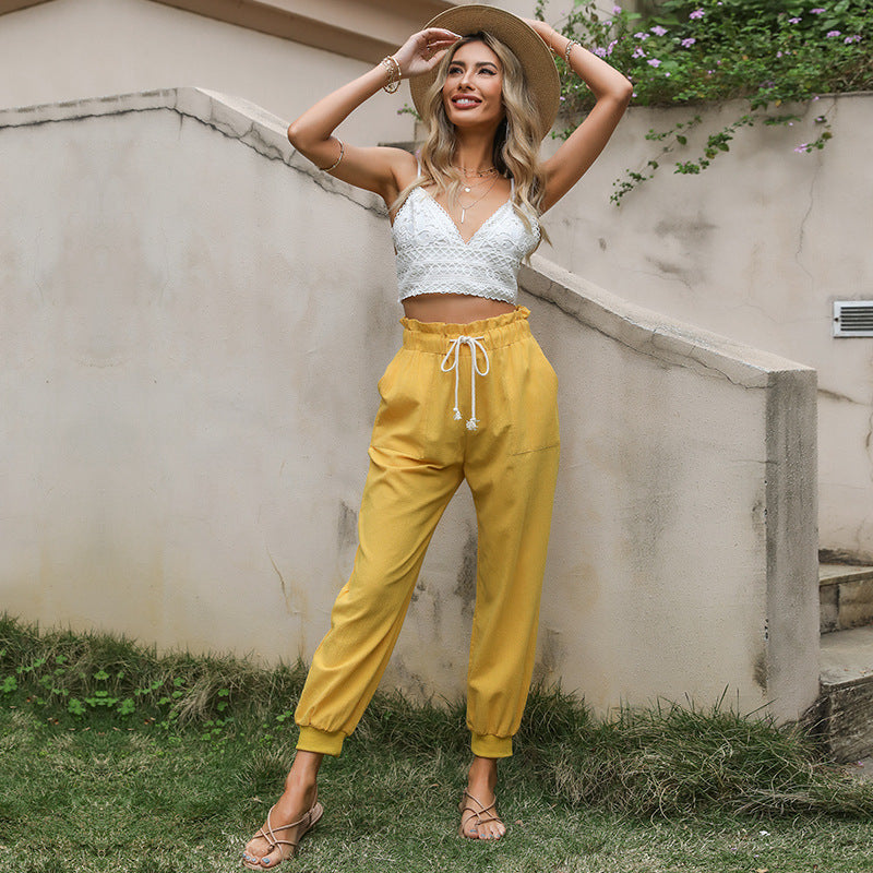 Damen lässige jersey Jogginghose mit elastischem Bund und praktischen Taschen EB