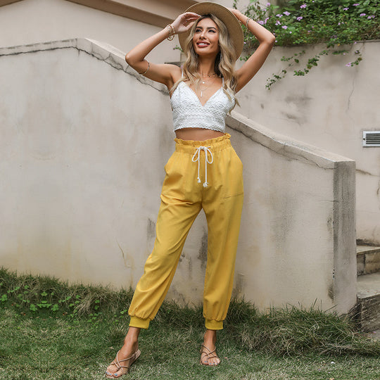 Damen lässige jersey Jogginghose mit elastischem Bund und praktischen Taschen EB