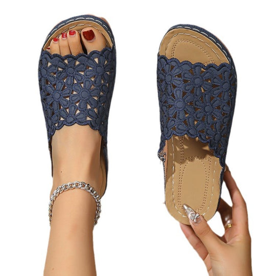 Damen Sandalen mit floraler Spitze EB
