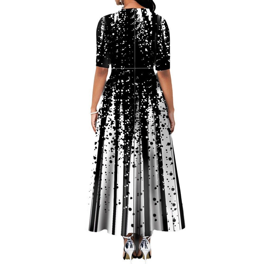 Damen Maxikleid mit kreativen Spritzmuster EB