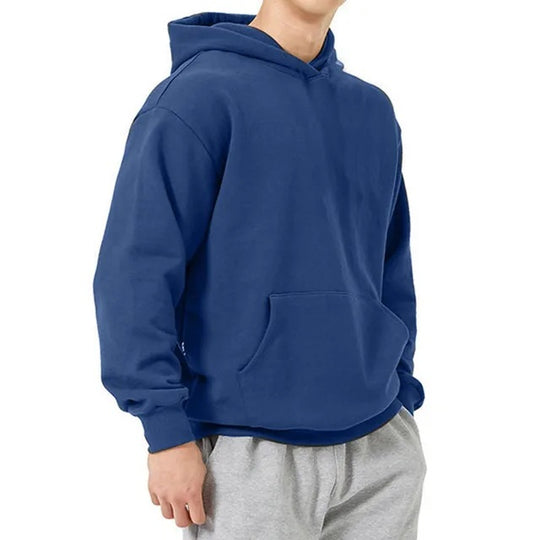 Herren nan schwerer Kapuzenpullover im Boxy-Cut mit Kängurutasche, geripptem Saum und angerauter Innenseite EB