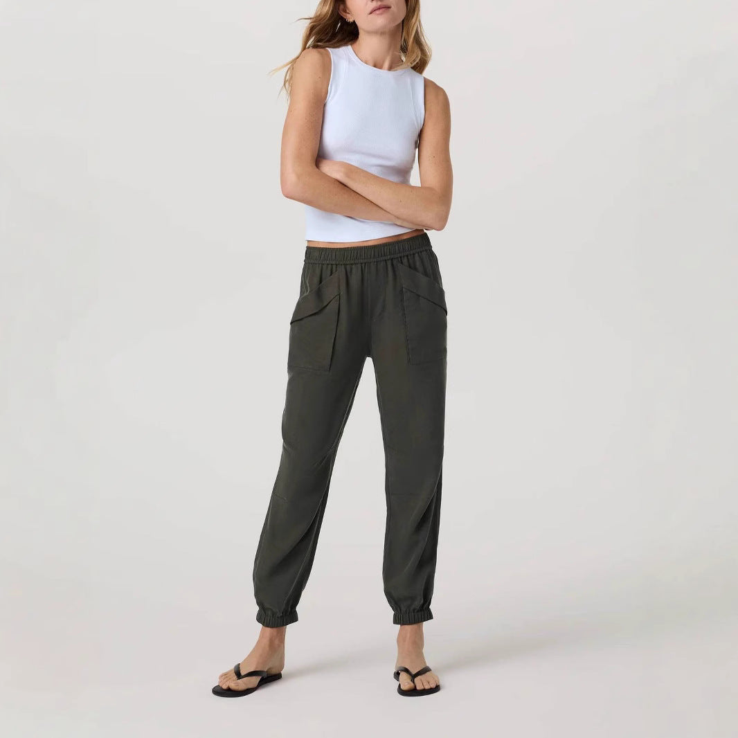 Damen lässige Freizeithose mit seitlichen Taschen EB