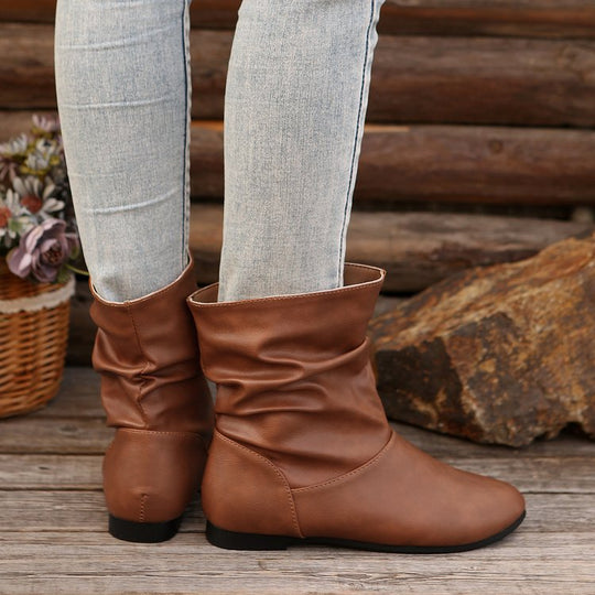 Damen modische Stiefeletten mit elegantem Rüschendesign und weichem Obermaterial EB