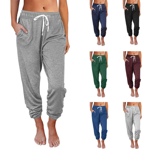 Damen bequeme Sweatpants mit Kordelzug und praktischen Taschen EB