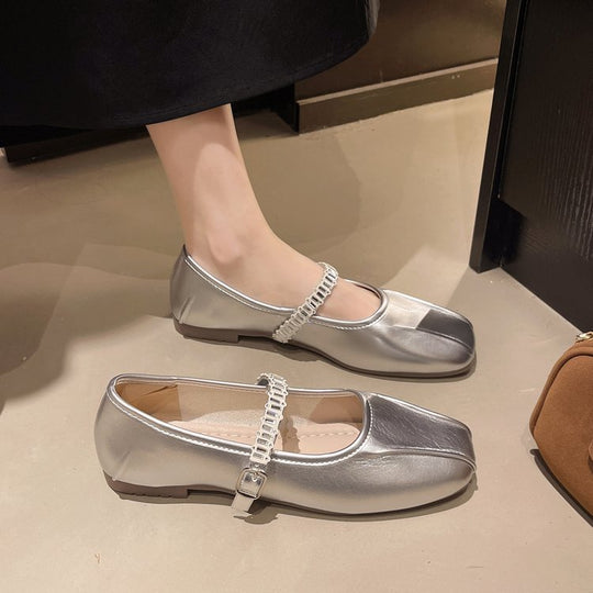 Damen elegante Ballerinas mit dekorativem Riemchen EB