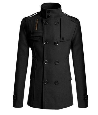 Herren modischer Doppelreihiger Mantel mit praktischen Taschen und elegantem Kragen EB