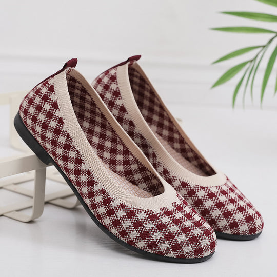 Damen Modische Ballerinas mit atmungsaktivem Strickoberteil EB