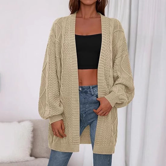 Damen Großer, gestrickter Cardigan EB