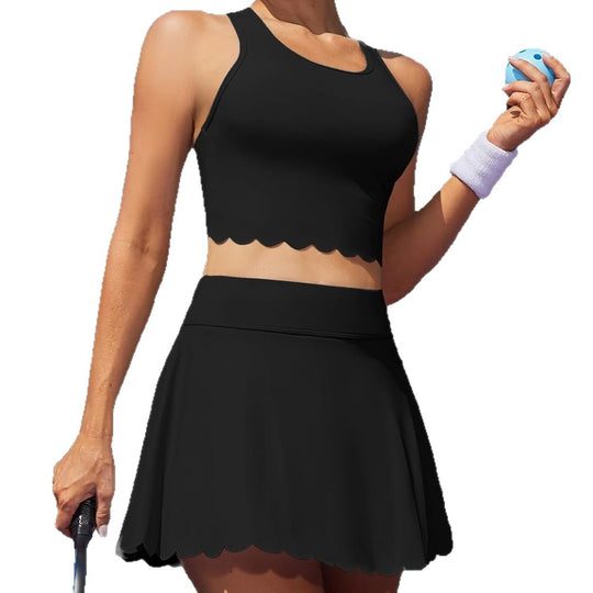 Damen Sportliches Tennis-Outfit mit gewelltem Saum EB