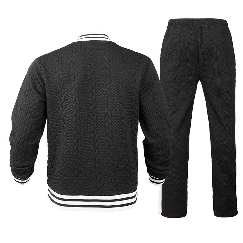 Herren Sportswear-Bomberjacke mit strukturiertem Design und Kontraststreifen EB