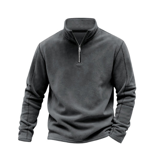 Herren nan leichter Fleece-Pullover mit halbem Reißverschluss und Stehkragen EB