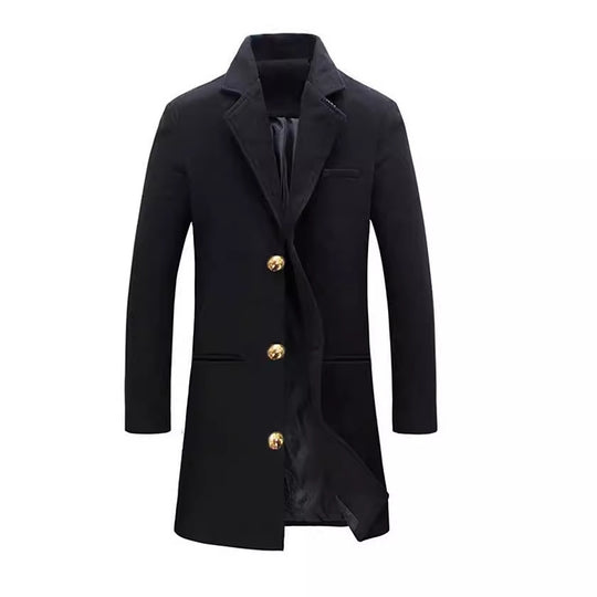Herren eleganter Langmantel mit feinen Knopfdetails und schickem Schnitt EB