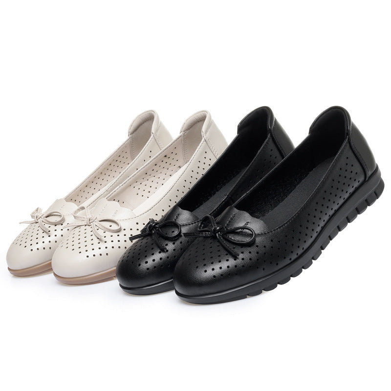 Damen Atmungsaktive Mokassins mit dekorativem Lochdesign und bequemer Sohle EB