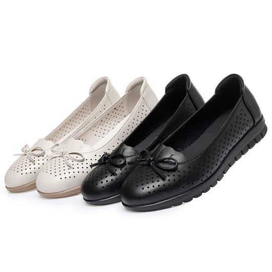 Damen Atmungsaktive Mokassins mit dekorativem Lochdesign und bequemer Sohle EB