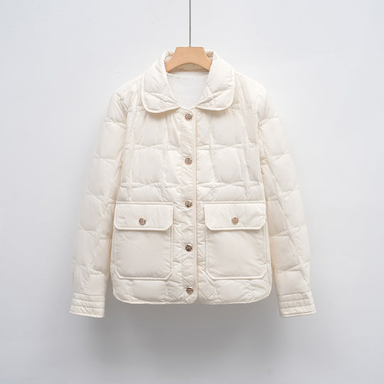 Damen modische gesteppte Jacke mit Taschen und Knopfverschluss EB
