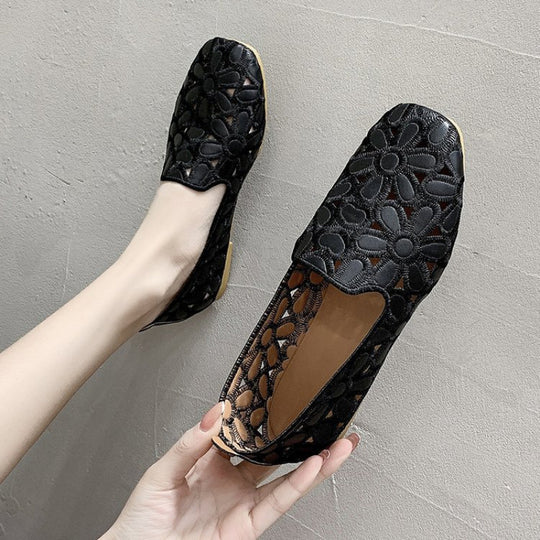 Damen Ballerinas mit floralem Cut-Out-Design und bequemer Innensohle EB
