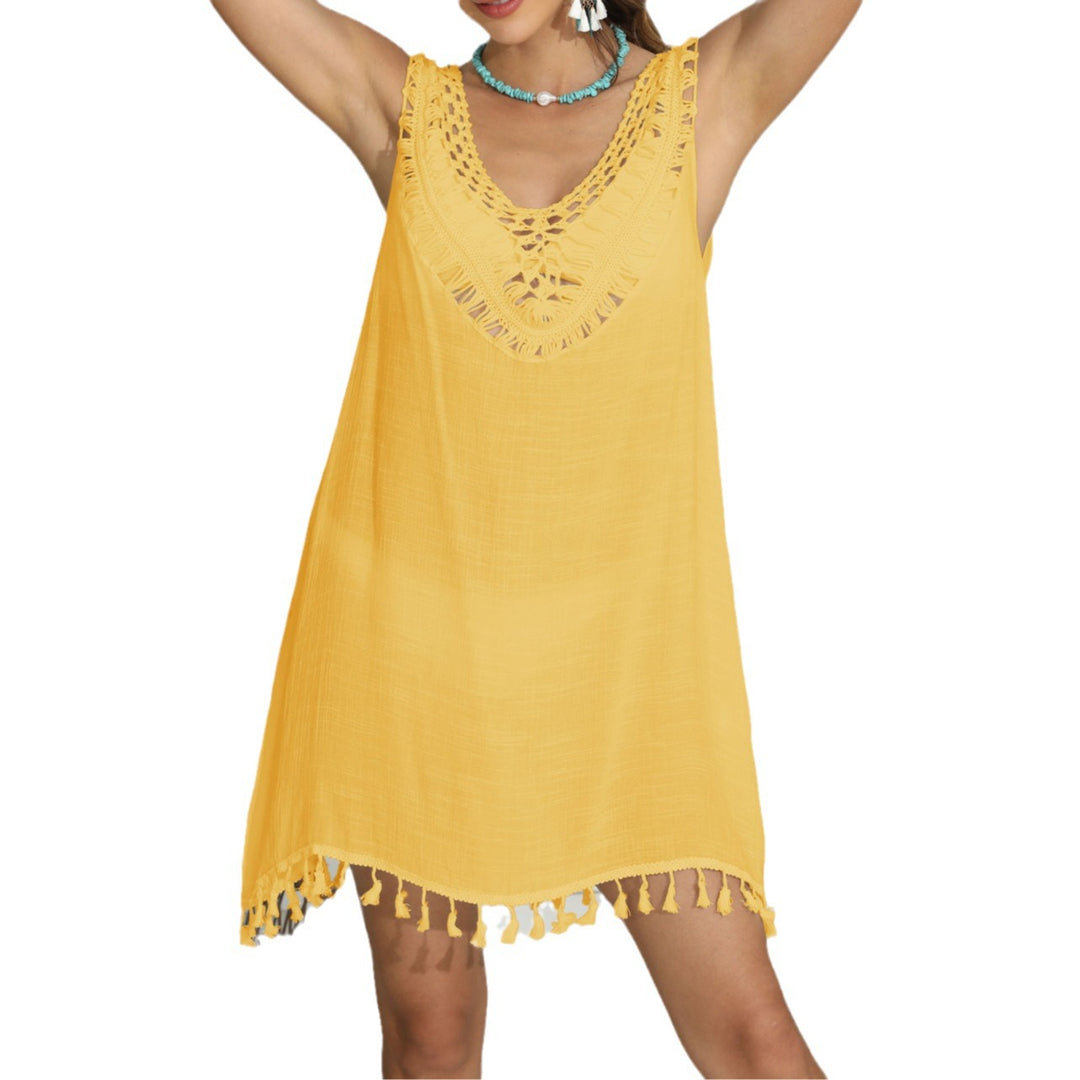Damen luftiges Strandkleid mit fransigen Details EB 1779788129