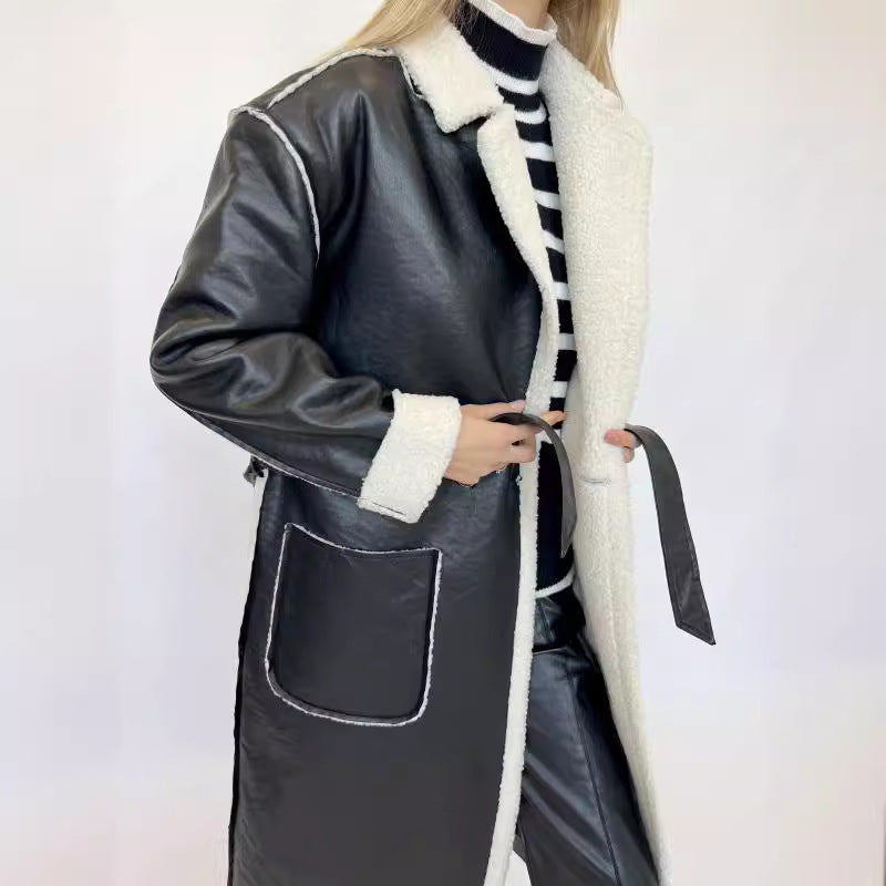 Damen hochwertiger Oversized-Mantel mit weichem Teddyfutter EB