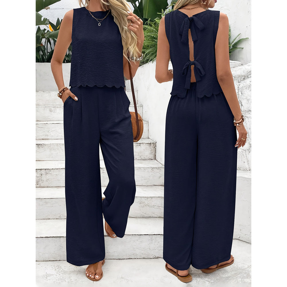 Damen Lässiger Jumpsuit mit elegantem Rückenausschnitt und weitem Bein EB