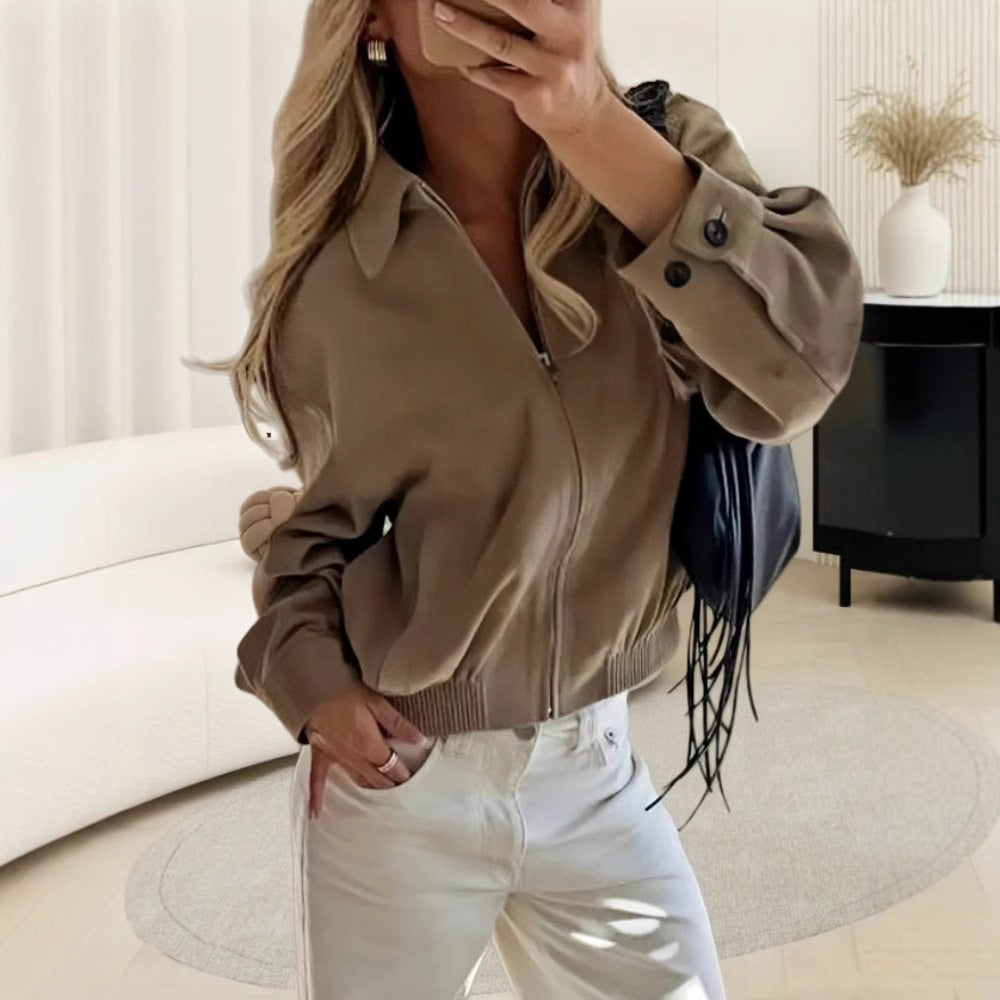 Damen modische Blousonjacke mit praktischen Taschen EB