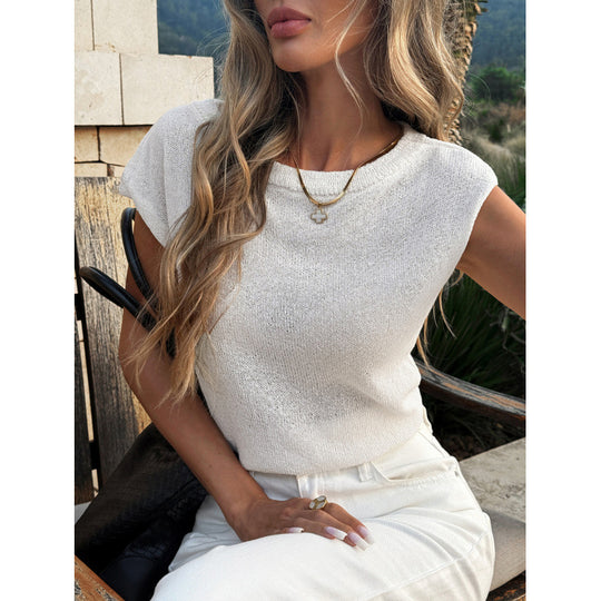 Damen Lässiges Strickoberteil mit überschnittenen Schultern und angenehm weichem Material EB