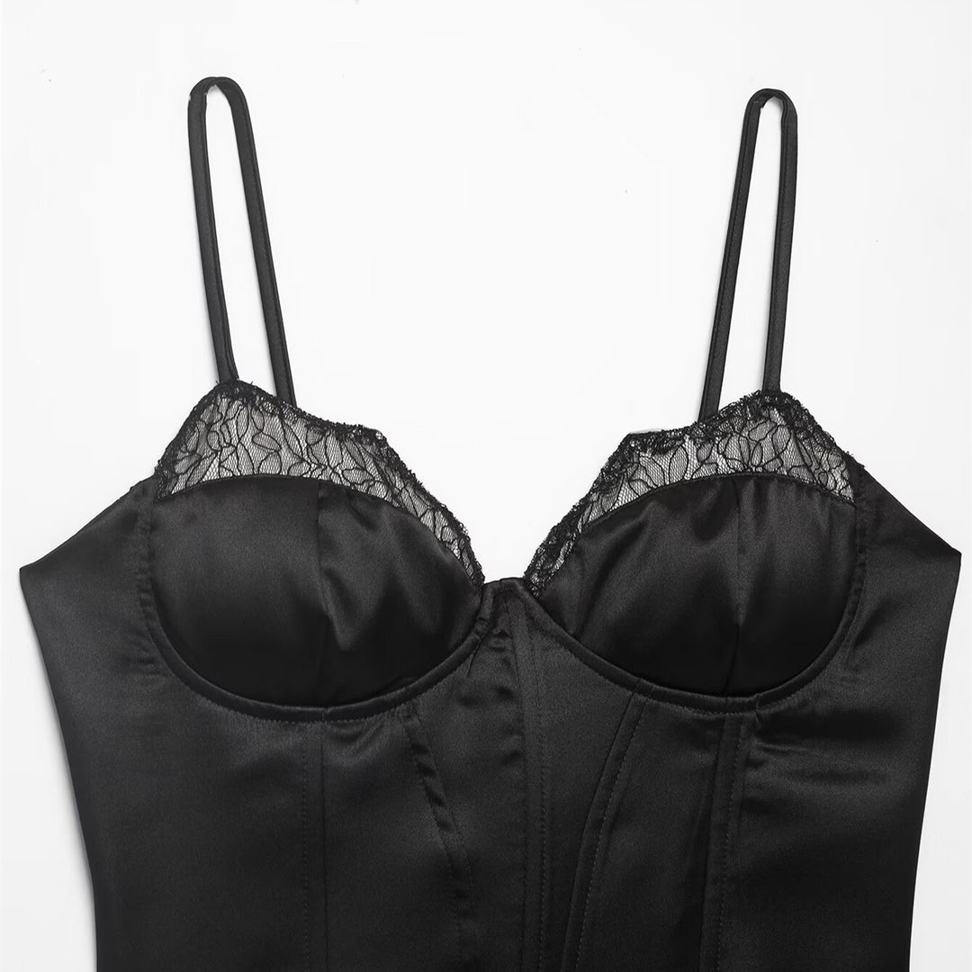Damen Korsett Top mit zartem Spitzenbesatz und raffiniertem Schnitt EB