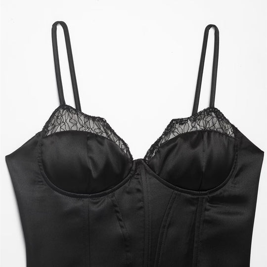 Damen Korsett Top mit zartem Spitzenbesatz und raffiniertem Schnitt EB