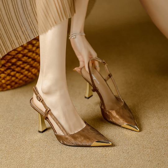 Damen Slingback-Pumps mit edlem Goldakzent EB