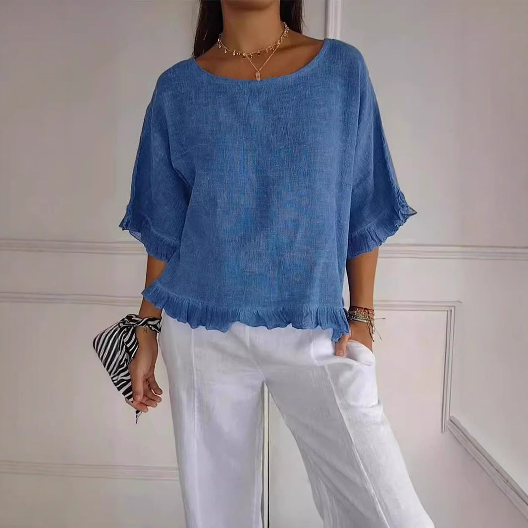 Damen Leichtes Shirt mit Fransen EB