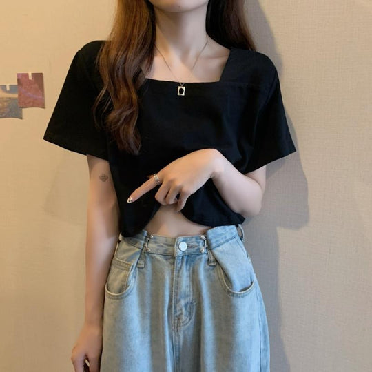 Damen Cropped T-Shirt mit modernen Details EB