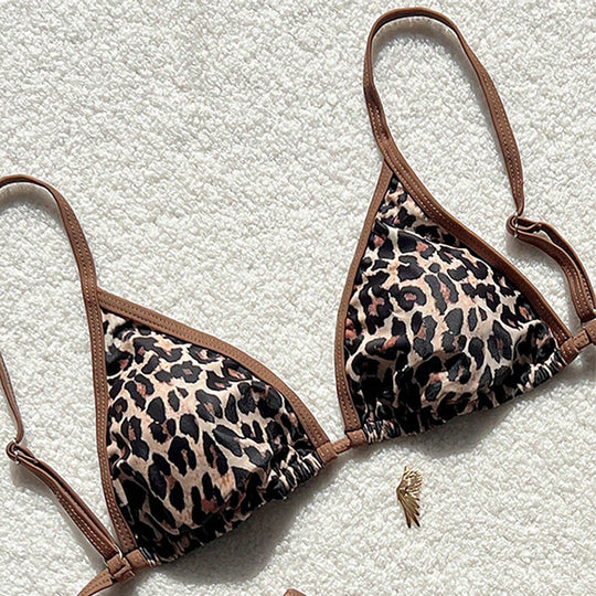 Damen Triangel-Bikini mit exotischem Print und verstellbaren Trägern EB