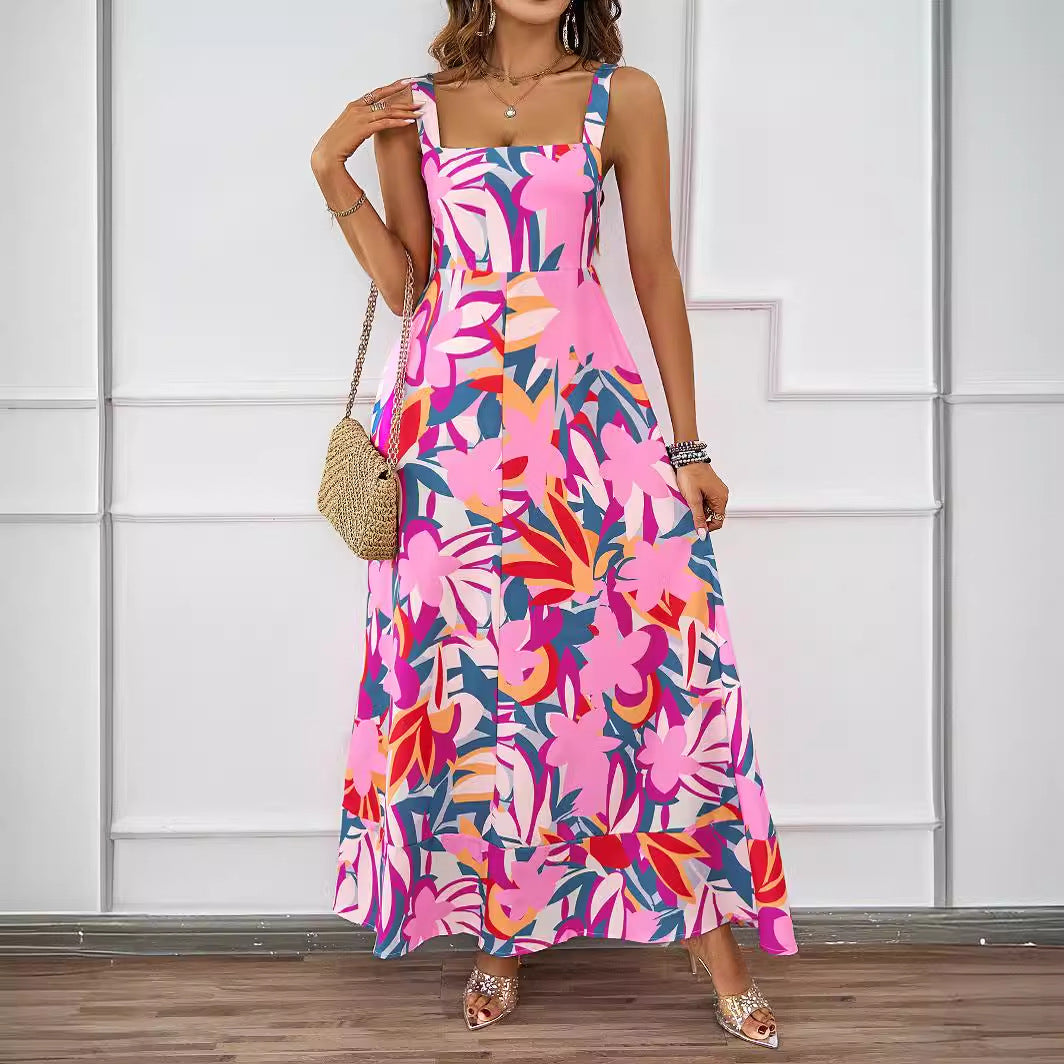 Damen Maxikleid mit modernem Blumendesign und schmeichelnder Silhouette EB