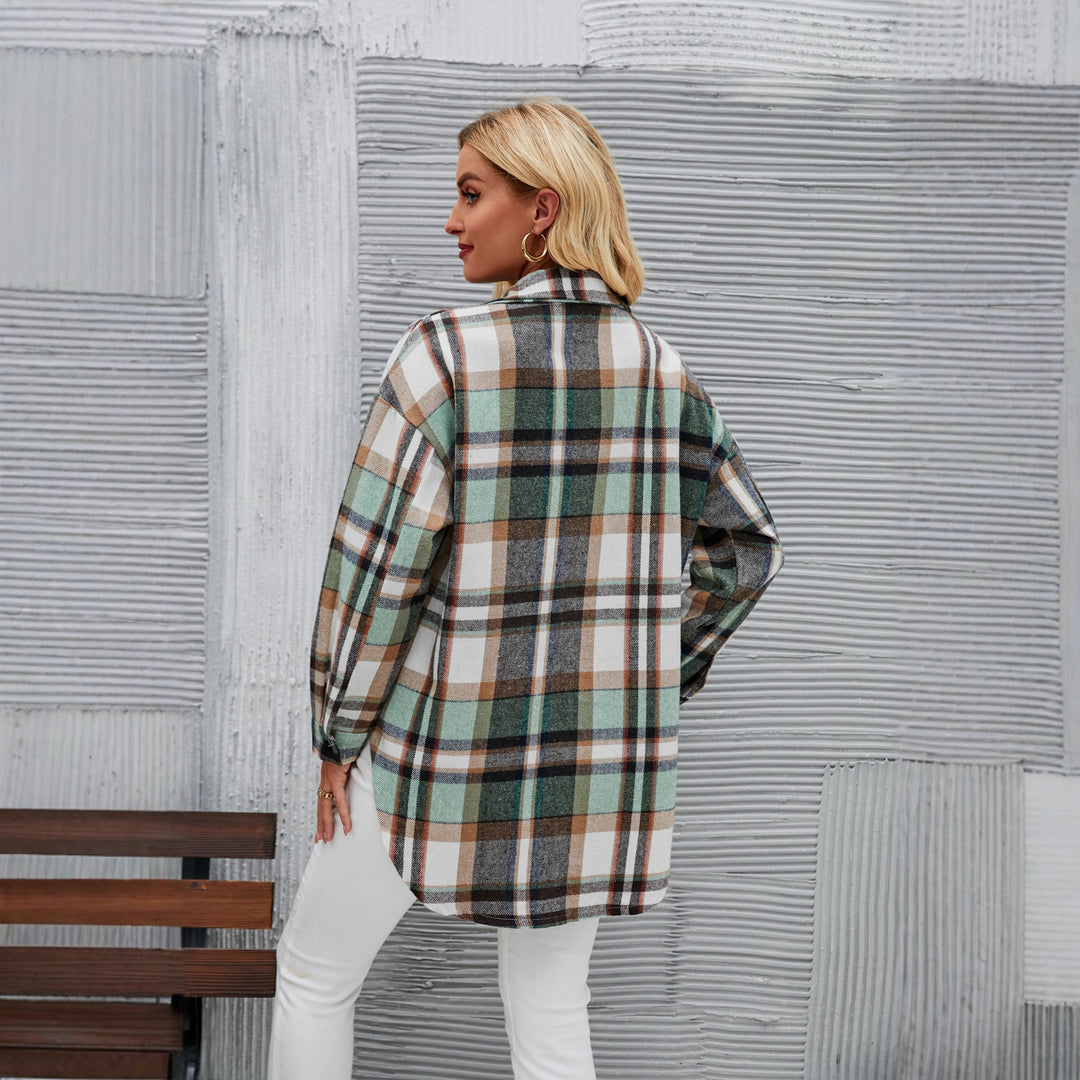Damen Karo Hemdjacke im lässigen Stil mit praktischen Brusttaschen EB