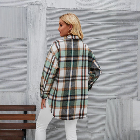 Damen Karo Hemdjacke im lässigen Stil mit praktischen Brusttaschen EB