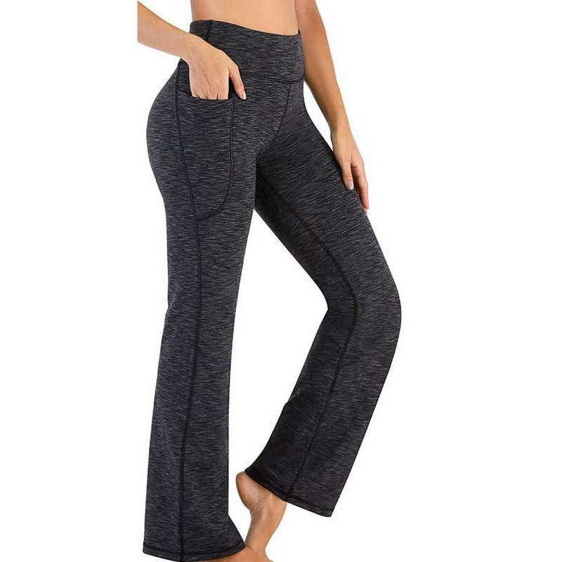 Damen Sportliche Bootcut-Leggings mit hohem Bund und Seitentaschen EB