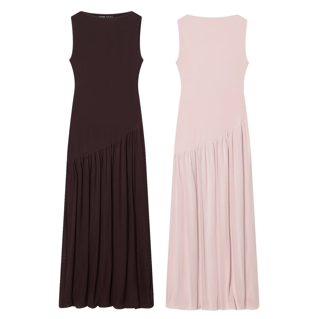 Damen Maxikleid mit elegantem Drapé und asymmetrischem Saum EB