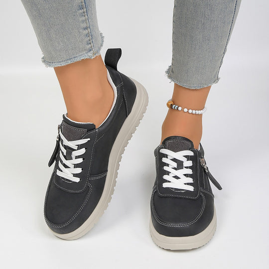 Damen Sneakers mit modischem Reißverschluss und bequemer Sohle EB